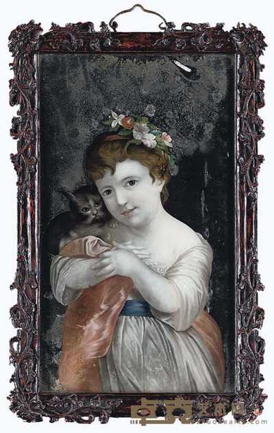 EARLY 19TH CENTURY A EUROPEAN-SUBJECT REVERSE GLASS PAINTING 